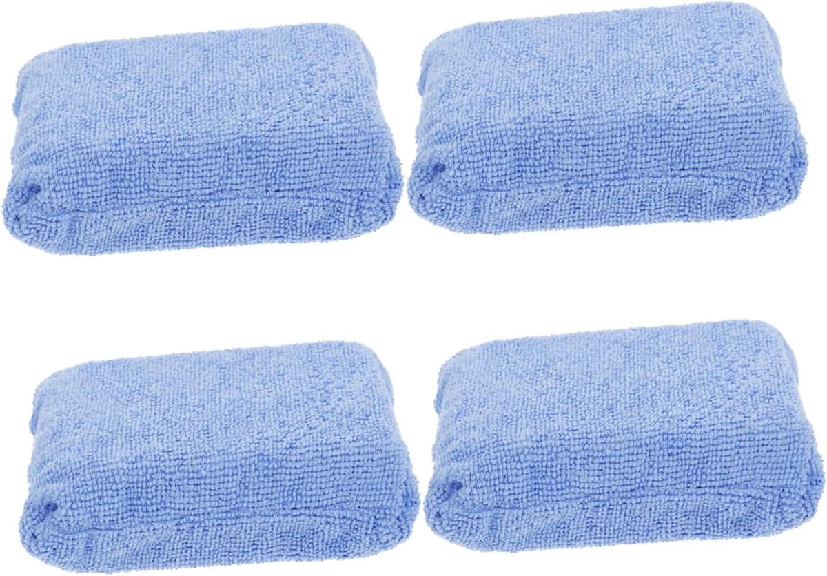 Microvezel Spons - Autowasspons - Auto Reinigen - Zonder Krassen - 4 Stuks - Blauw