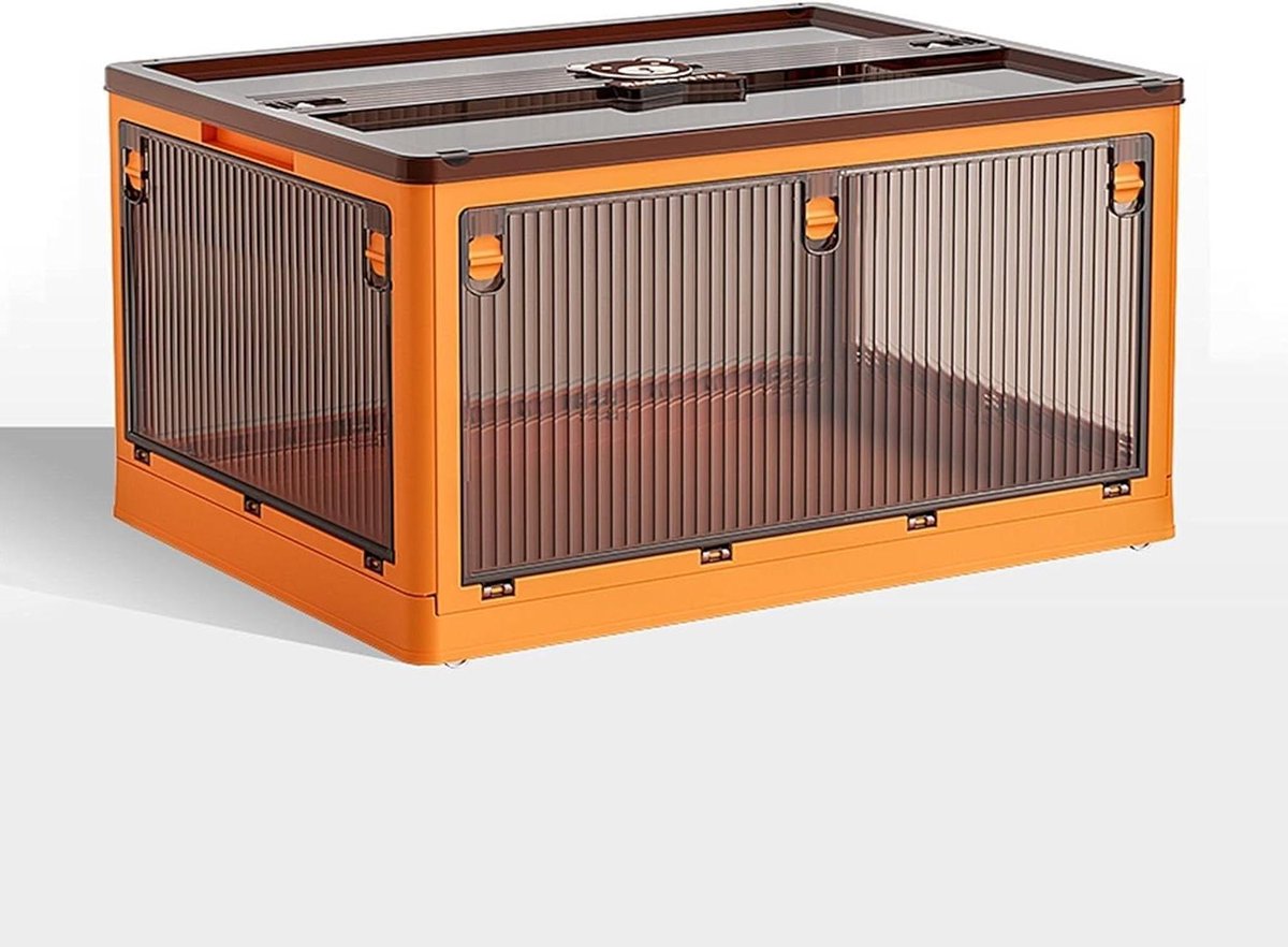Grote opbergdoos - Stapelbare organizer - Thuis opbergen - Met wielen - 55x39x32.5cm - Oranje