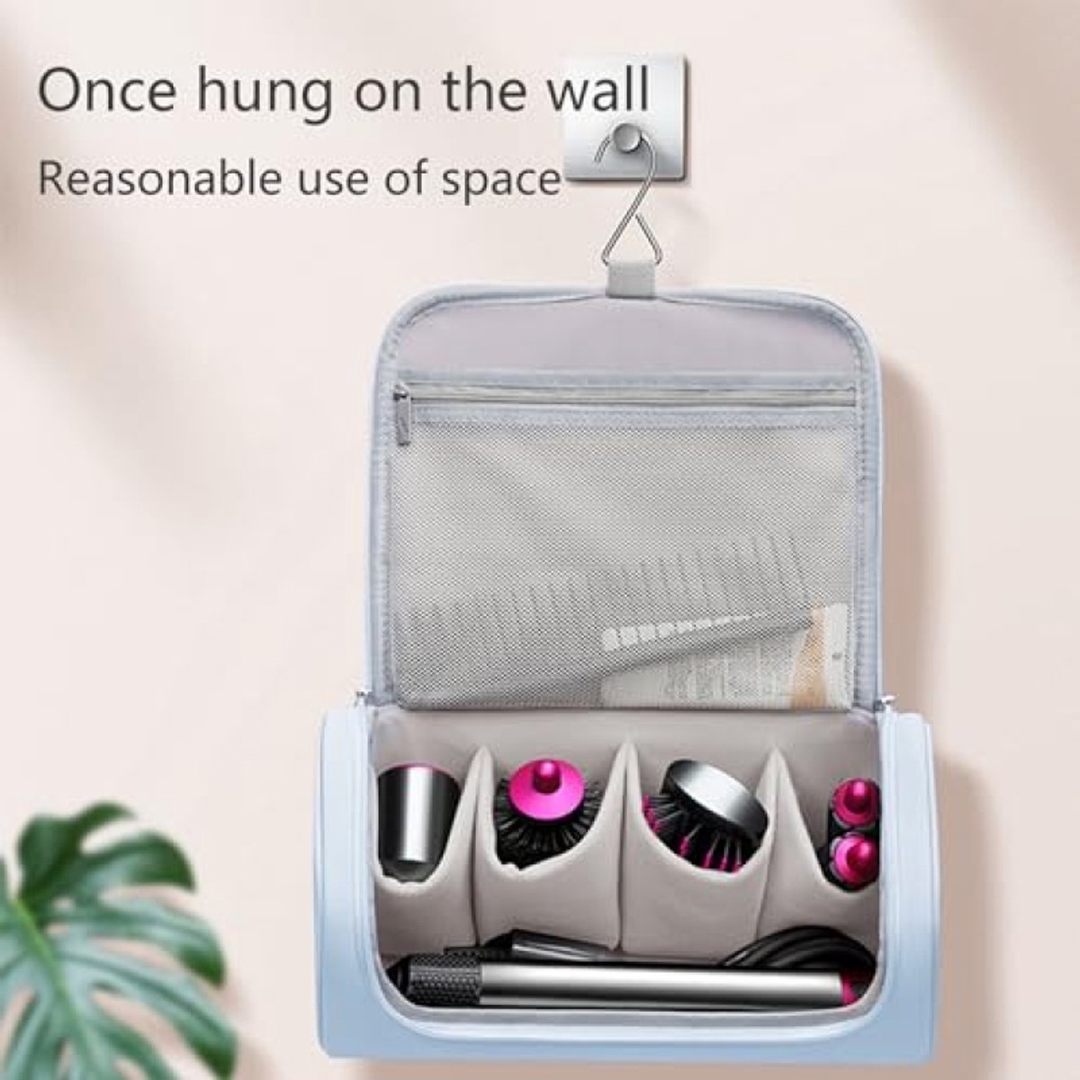 PromoHome Reistas voor Föhn, Draagbare Opbergtas voor Dyson Airwrap en Accessoires, Waterdichte Hangende Opbergkoffer met Grote Capaciteit, Blauw thumbnail 6
