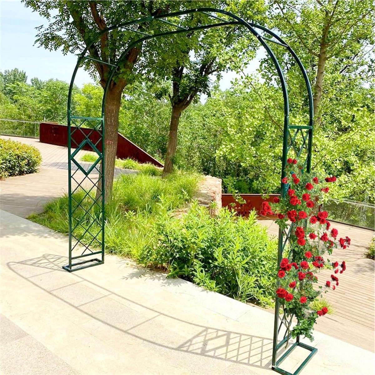 Metalen Rozenboog - Tuinboog Trellis - Planten Ondersteunen - Verstelbare Breedte - Tot 380 cm Breed - Zwart