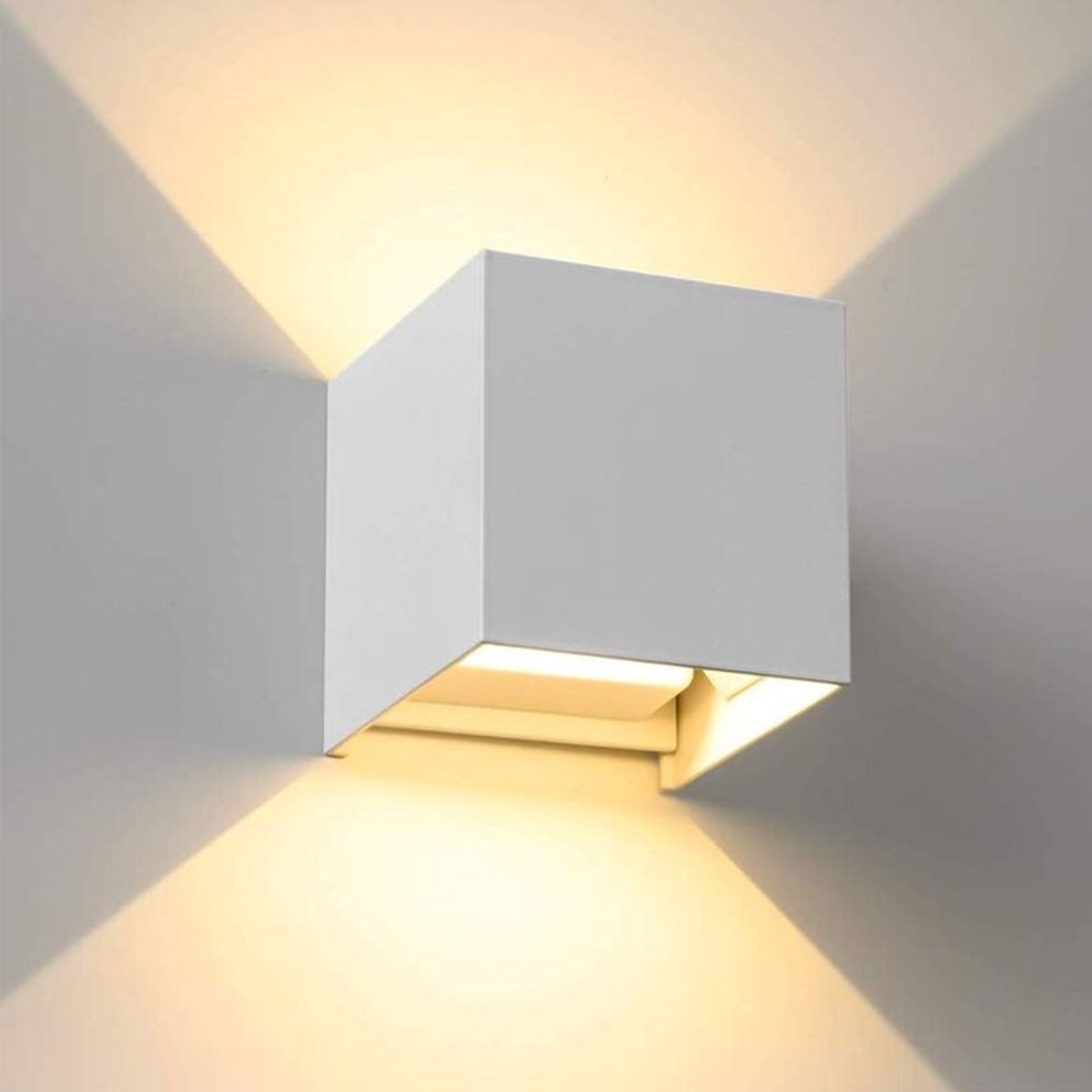 Slaapkamerwandlamp, 12W LED, modern aluminium armatuur, geschikt voor binnen- en buitengebruik, verstelbare stralingshoek, warm wit licht, waterdicht - wit