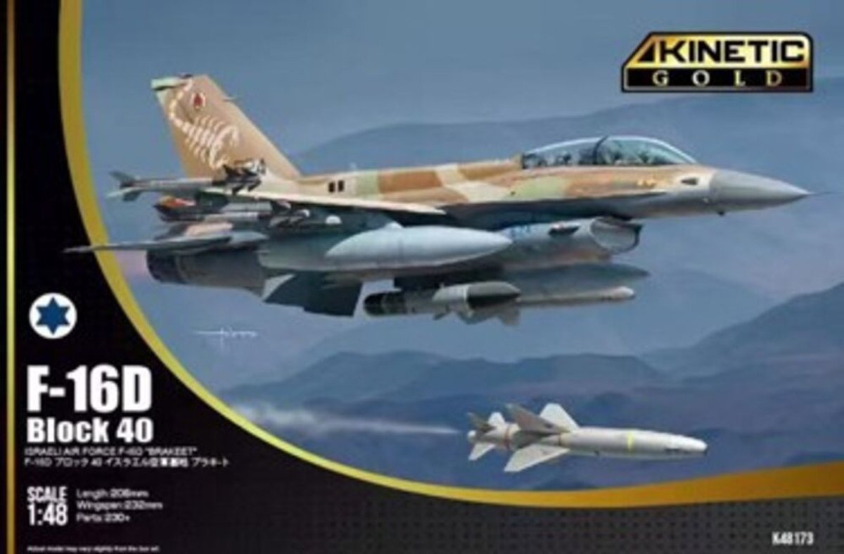 Kinetic Modelbouwpakket Militaire voertuigen - 48173 General Dynamics F-16D Block 40 Brakeet - Israeli Air Force - Israëlische Straaljager Plastic - 1:48 - Modelbouw