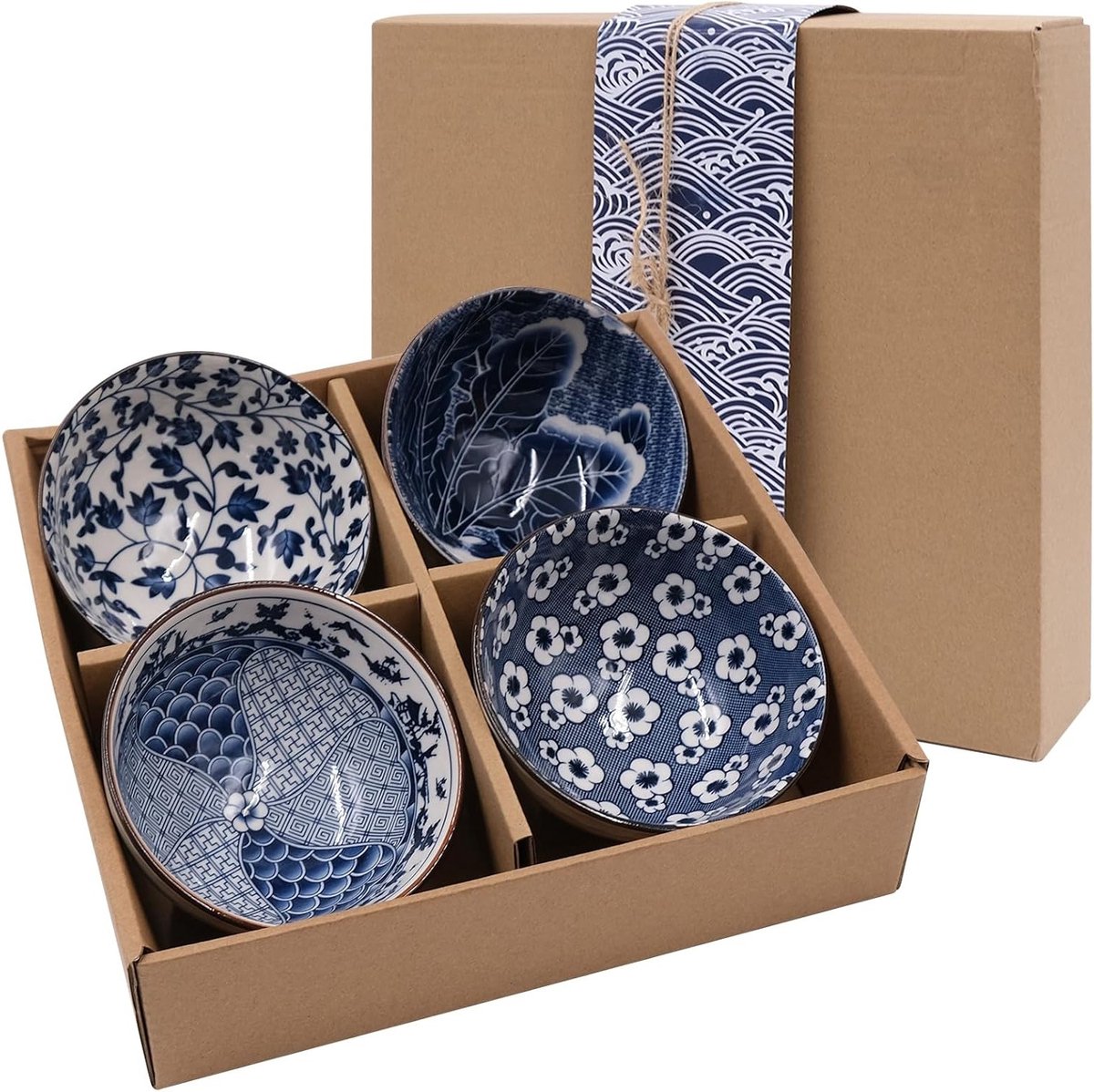 Keramische kommen set - Japanse stijl - rijst, granen, dessert - 4 stuks
