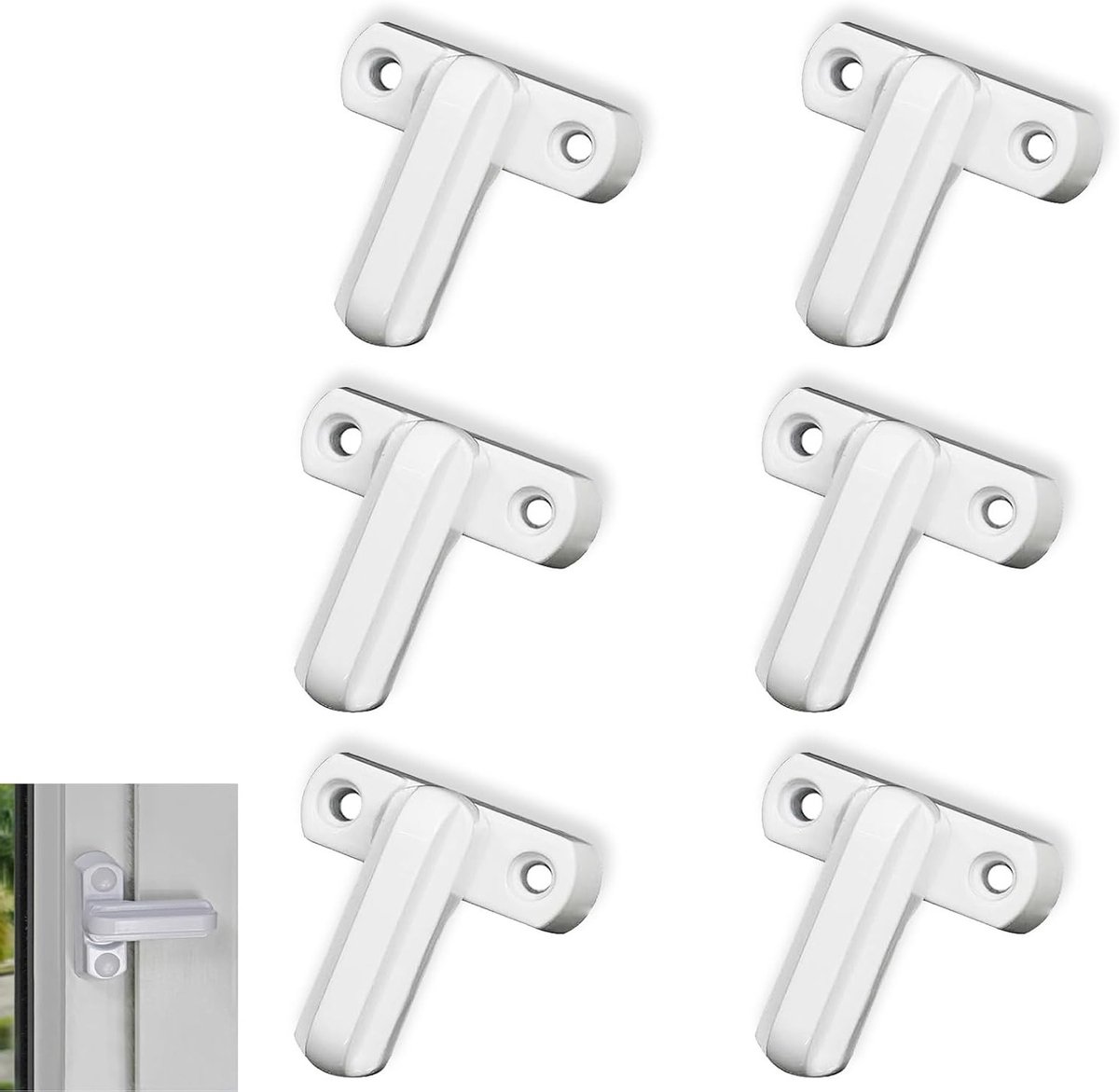 Extra Witte Deursloten voor Kindveiligheid - 6 Stuks met 12 Schroeven voor Ramen en Deuren