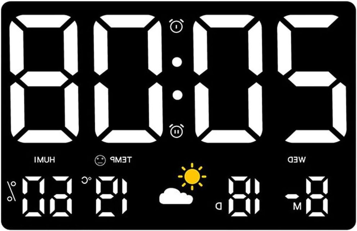 Digitale Wandklok - Weerstation Klok - Binnenklimaat Monitoren - Automatische Helderheid - 20 x 10 x 4 cm - Wit