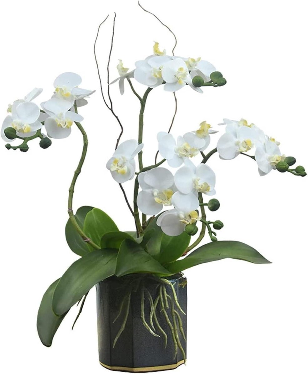 Kunstbloem Met Pot - Nep Orchidee - Interieur Decoratie - Zijde Real Touch - 45 cm Hoog - 