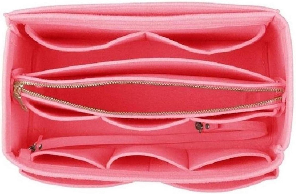 Handtas Organizer - Tas Insteek - Spullen Sorteren - Lichtgewicht Vilt - 30x16x16cm - Roze