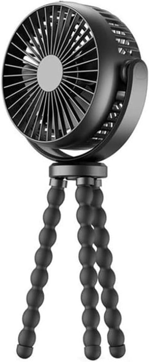 Staande ventilator - Persoonlijke koeler - Persoonlijke verkoeling - Flexibel statief - 40 uur batterij - Zwart