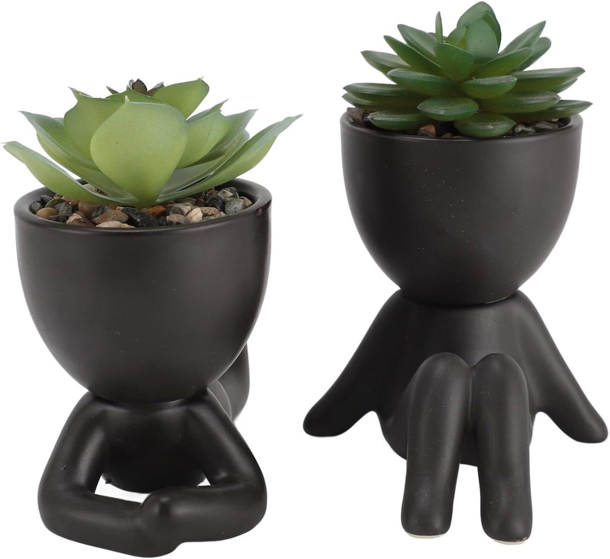 Kunstplant Potten - Nep Succulent - Woonkamer Decoratie - Mensvormig Ontwerp - 2 Stuks - Z