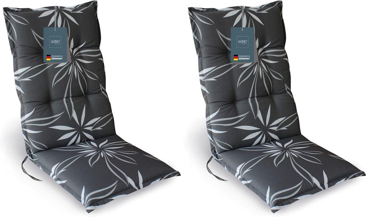 Tuinstoelkussens Set - Zitkussens Tuinmeubelen - Comfortabel Zitten Buiten - Universele Pasvorm - 118 x 50 cm - Antraciet-Wit