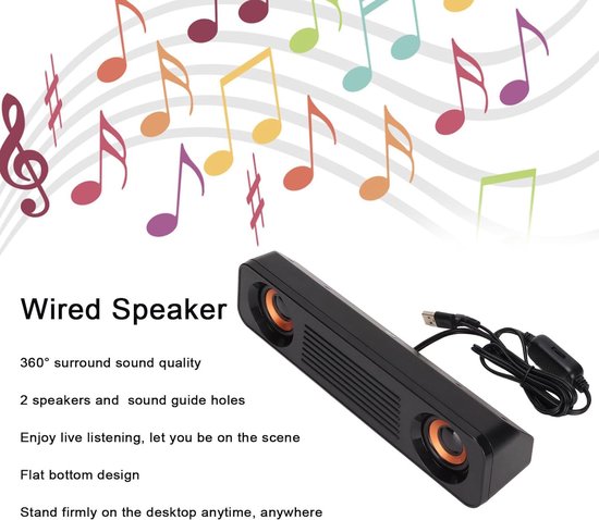 Desktop Luidspreker - Soundbar PC - Verrijk je Geluid - Ruimtebesparend Ontwerp - Slank Profiel - Goud — afbeelding 4