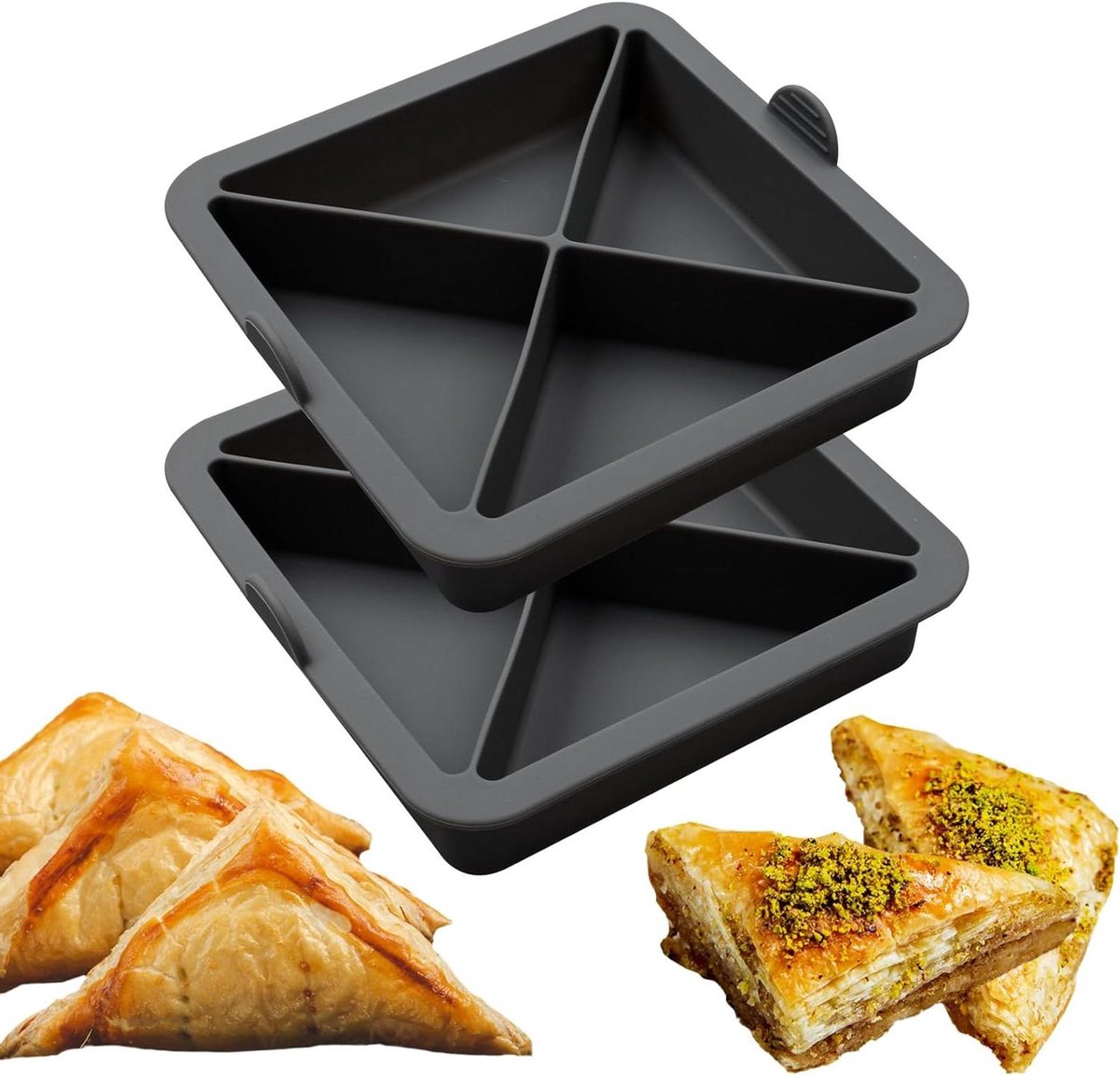 Siliconen bakvorm - Set van 2 - Bakken in airfryer - Anti-aanbak ontwerp - 4 Sleuven - Grijs