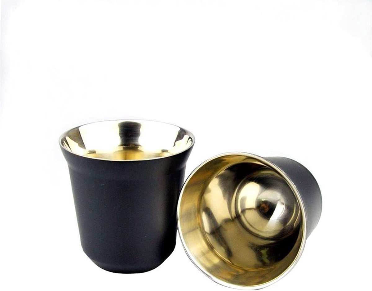 Dubbele Wand RVS Koffiemok van 80ml - Antislip, Warmtebehoud en Compact voor Koffie en Thee
