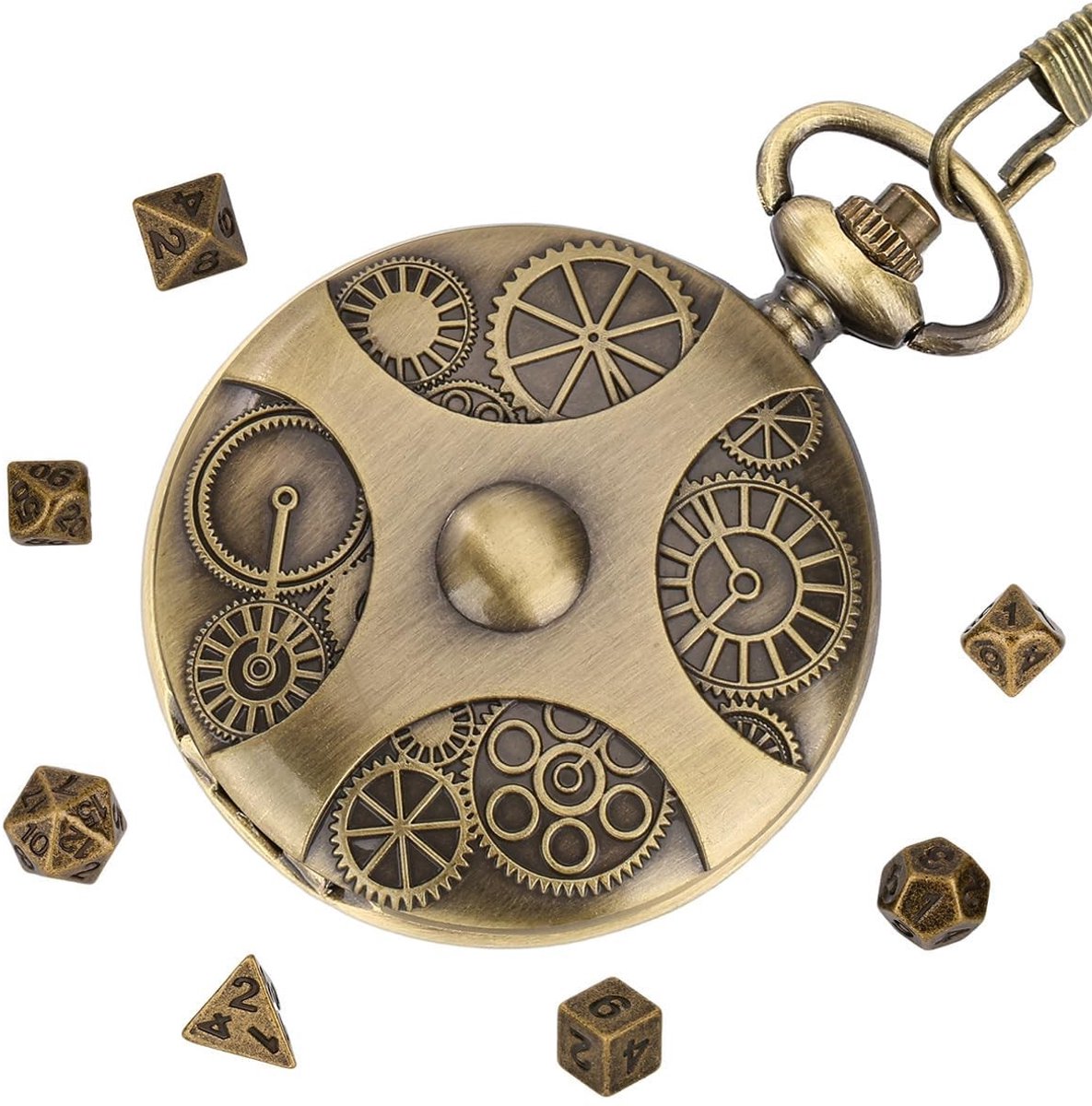 Dailygoods - Mini-dobbelstenen - Metalen dobbelstenen - Antieke stijl - Klein formaat - Rollenspel accessoires - Perfect voor cosplay en games