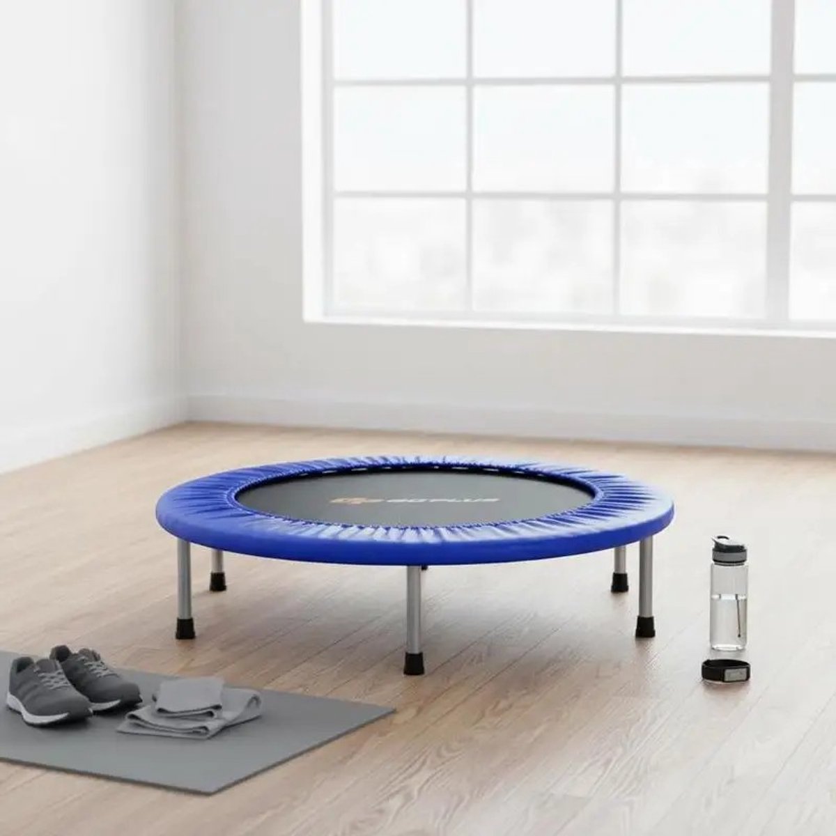 JHUBERS - Dailygoods 38 inch mini opvouwbare trampoline, draagbaar vrijetijdsfitnessbord, blauw