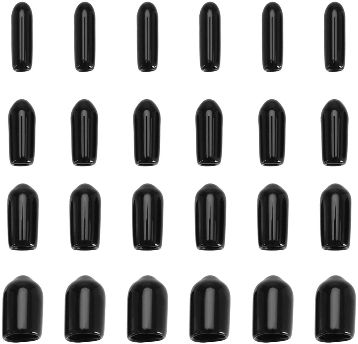 JHUBERS - Ronde Eindkappen - PVC Beschermers - 200 Stuks - Zwart - Bescherming voor Draad en Buis - Geschikt voor Meubels en Vloeren