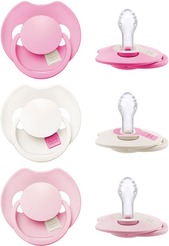 Difrax LOVI Dynamische Prime Fopspeen - 18+ Maanden - Roze - 3 Stuks van Difrax LOVI — afbeelding 2