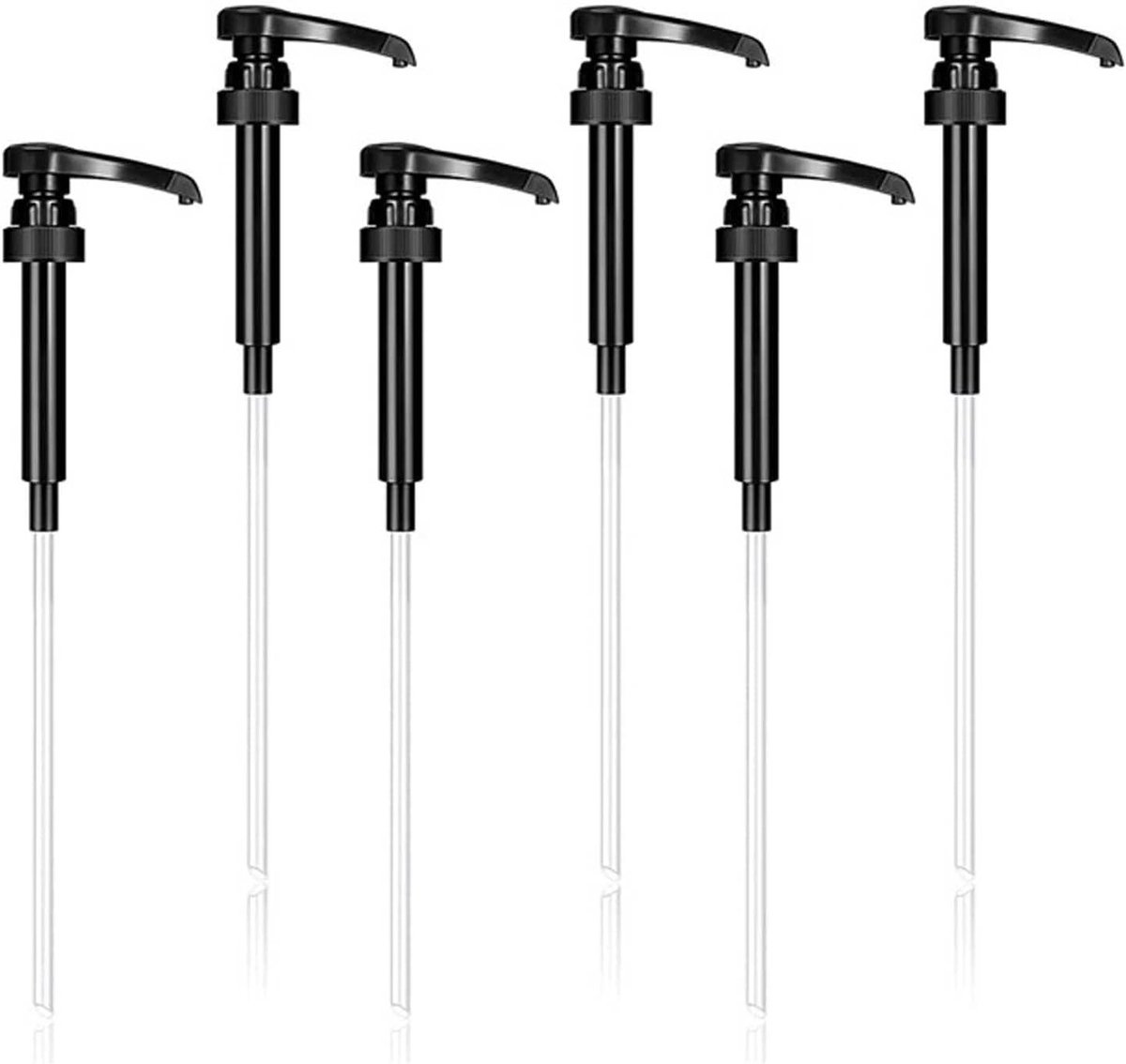 Zwarte siroopdispensers - set van 6 met lange stro - voor huis, bar, restaurant