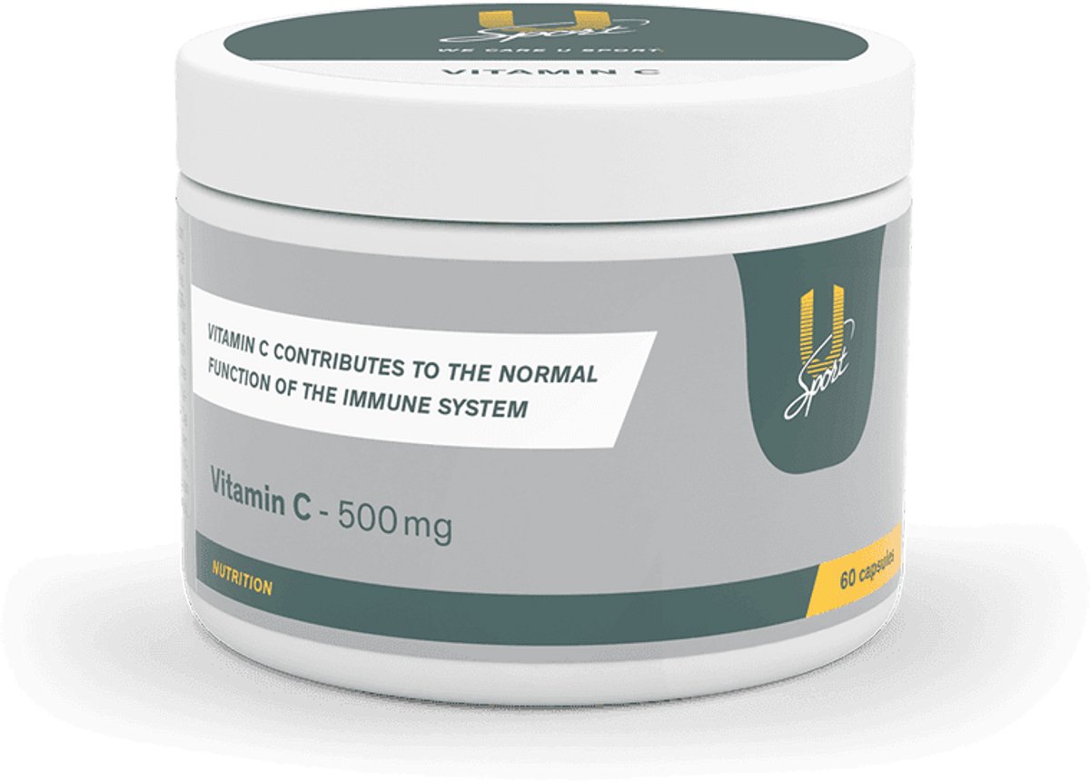 U-Sport Vitamin C - 500 mg - 60 Capsules - Immuunsysteem & Weerstand - Energie & Herstel - 100% Vegan