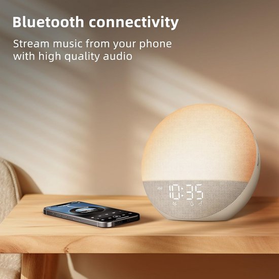 Wake-up Lamp - Natuurlijk Alarm - Rustig Wakker Worden - 25 Slaapgeluiden - 178 cm - Wit — afbeelding 2