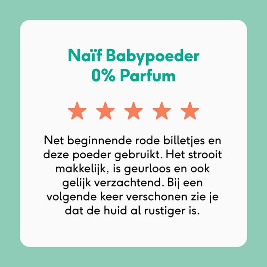 Een review van Naïf babypoeder 0% parfum met 4 van de 5 sterren.