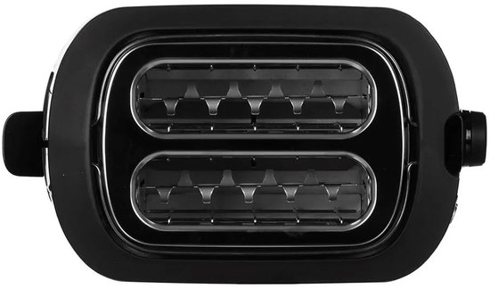 Vue de dessus des fentes d'un grille-pain Philips argenté.