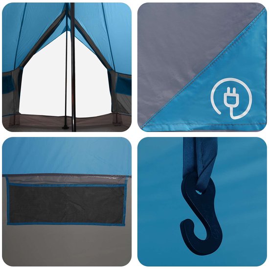 vidaXL - Tipi - Tent - met - dak - Blauw - 250 - x - 250 - cm - Polyester - en - Staal van Vidaxl — afbeelding 4