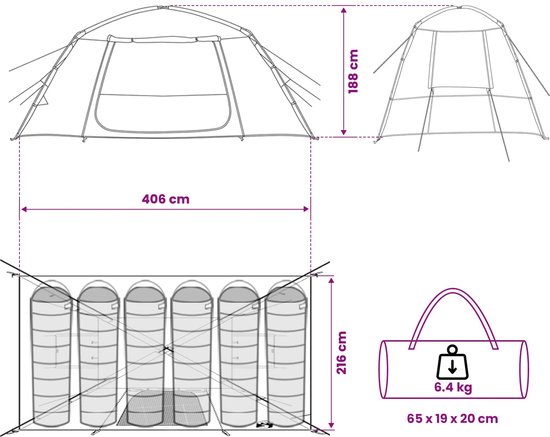 vidaXL - Huisje - Tent - met - dak - Groen - 400 - x - 210 - x - 180 - cm - Polyester van Vidaxl — afbeelding 5