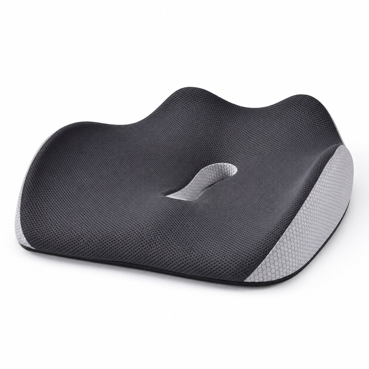Gloovon® - Ergonomisch Zitkussen - Zitkussen Orthopedisch - Zitring - Decubitus - Traagschuim - Stuitje - Geschikt voor bureaustoel, auto en sofa - Grijs