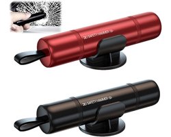 Noodhamer Set - Veiligheidshamer Auto - Noodsituaties Voorkomen - Met Gordelsnijder - Set van 2 - Zwart Rood