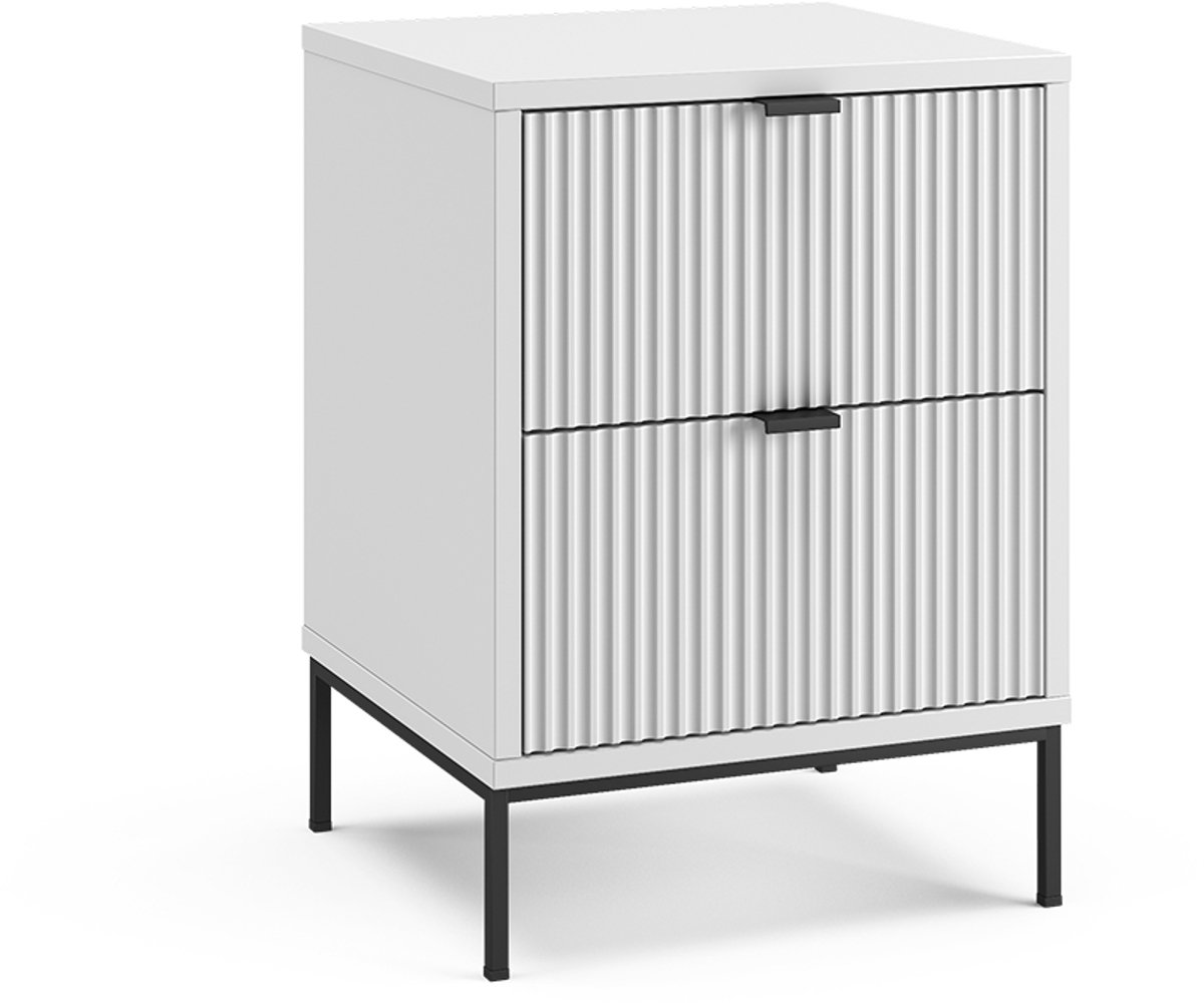 Vicco Nachtkastje Eliza, Wit/Zwart, 40 x 55.4 cm met 2 laden