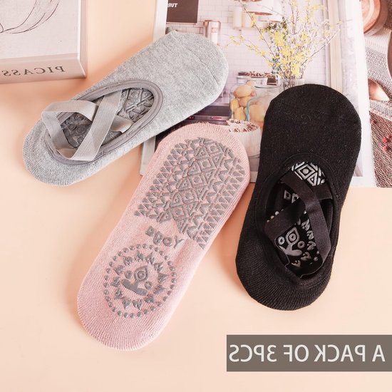 Pilates en Yoga Sokken voor Vrouwen en Meisjes, 4 Paar Antislip Sportsokken voor Fitness, Barre en Dans — afbeelding 2