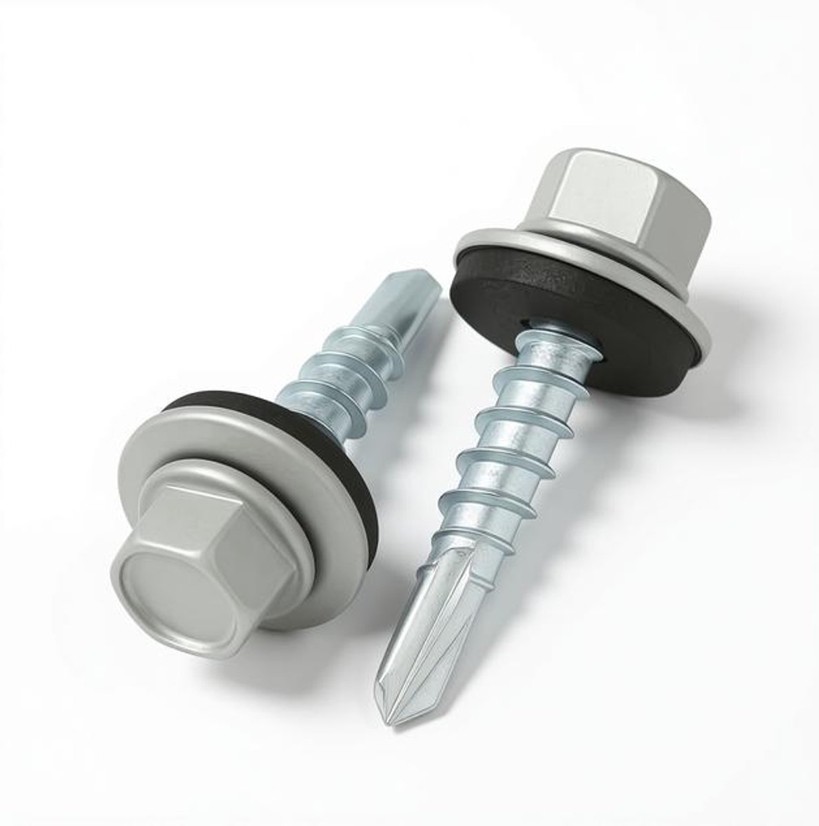 ElleMooi Dakschroeven 8x25 mm Zeskantkop Zelfborend RAL 9006 Blank aluminiumkleurig met EPDM Ring 50 Stuks