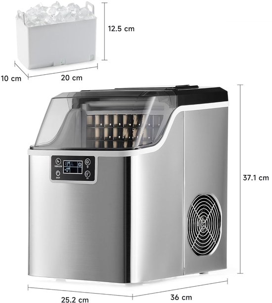 IJsblokjesmachine - IJsmaker - Drankjes Koelen - Roestvrij staal - 22 kg per dag - Zilver — afbeelding 2