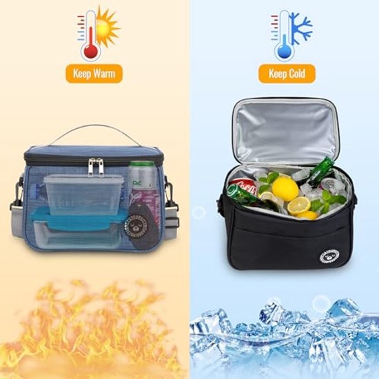 Koeltas, 9 liter, lunchtas, geïsoleerd, opvouwbare koeltas, kleine koeltas, lunchtas, lunchzak, draagbare lunchtas, voor werk, reizen, kantoor, picknick van KOEL — afbeelding 3