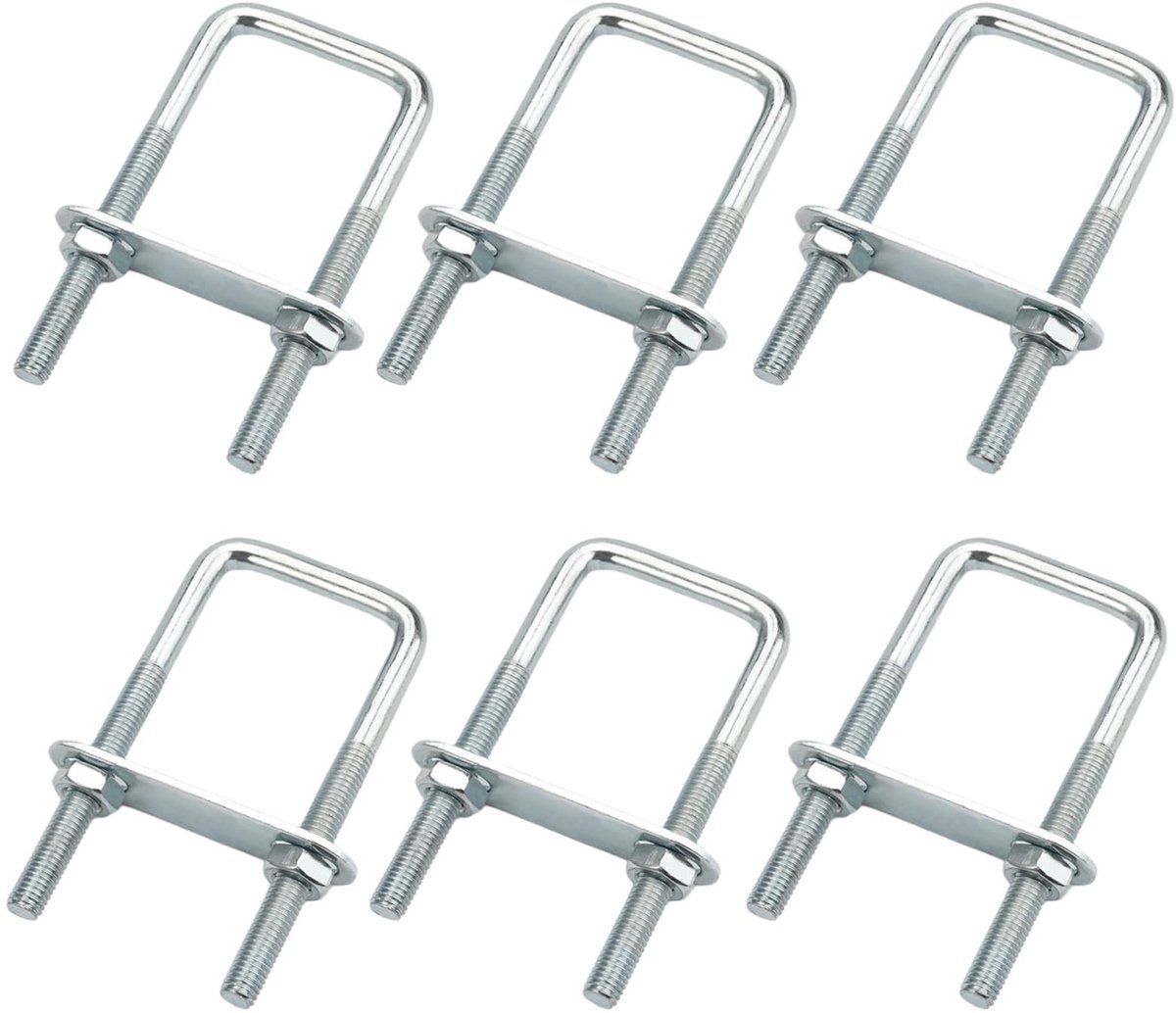 LAUZY- Beugelschroeven 6 stuks - M8 40 x 100 mm - Roestvrij Stalen U-bouten - U-beugel met Schroefdraad - Inclusief 12 Moeren en 6 Frameplaten - Duurzaam en Corrosiebestendig