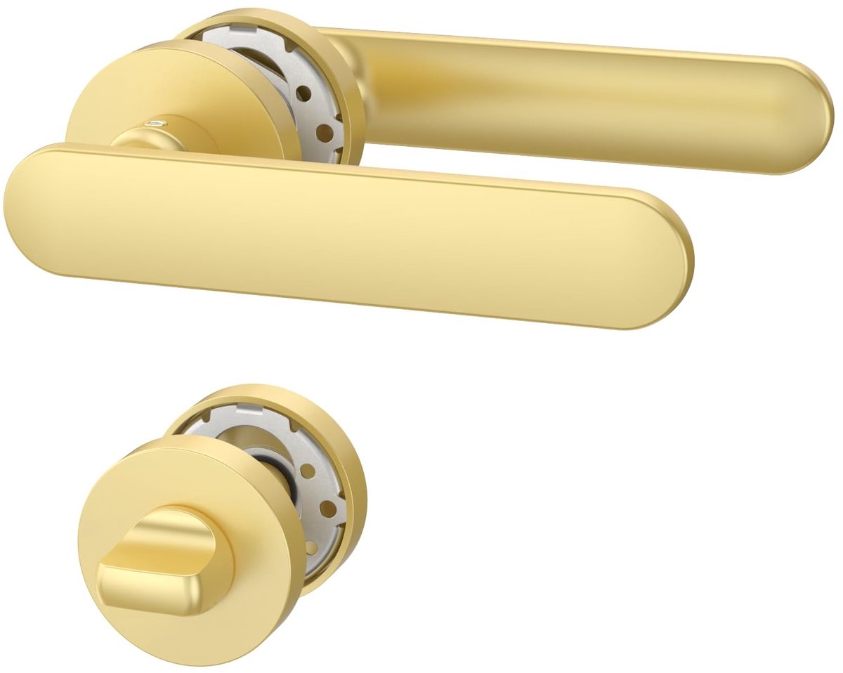 VLEMICO - Deurbeslag Set - Toiletdeur Hardware - Goud Aluminium - Badkamer Deurbeslag - Hoogwaardige Kwaliteit - Geschikt voor Toiletten - Goudkleurig