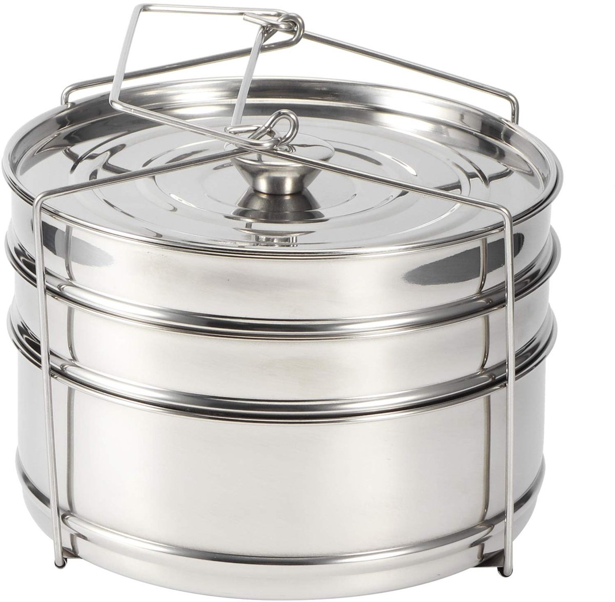 Dailygoods- Stoompanset 3-Laags - Roestvrij Stalen - Stapelbare Stoommand - Vaatwasmachinebestendig - Veilig Handvat - Voor Rijst/Groenten/Vlees/Vis - Stoominzet