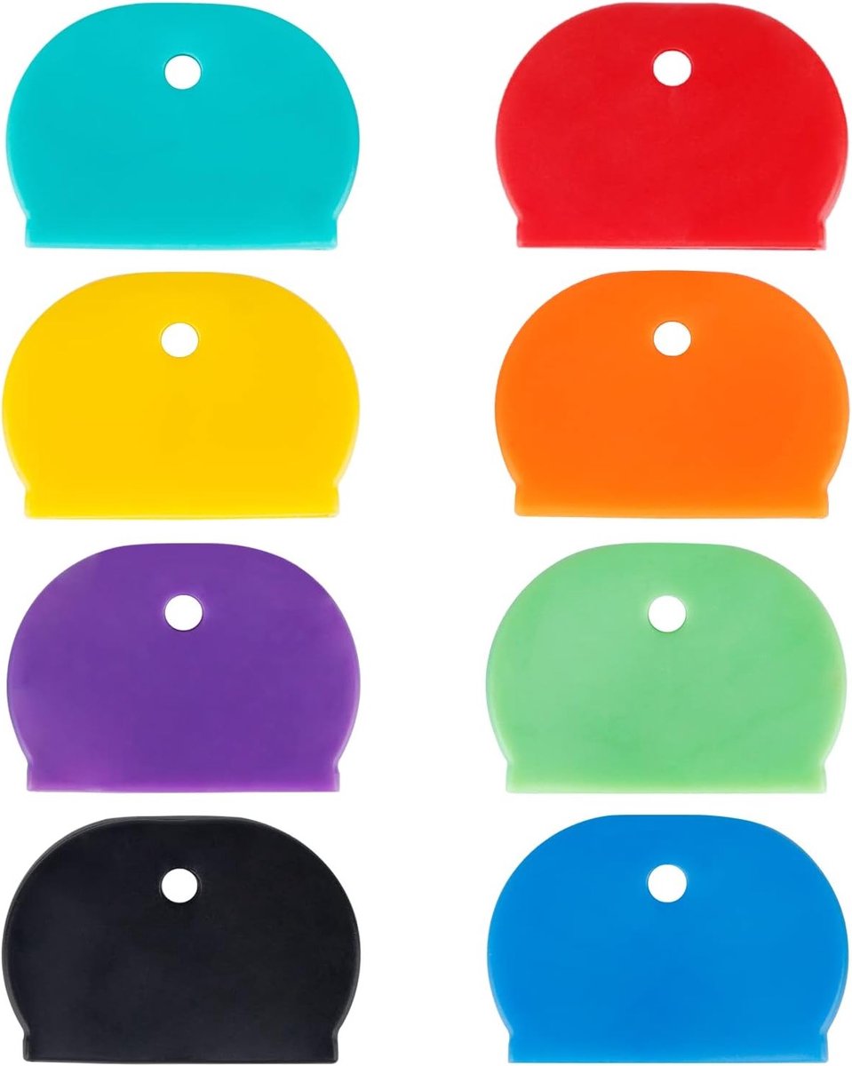 Set van 8 Sleutelcover Labels in Verschillende Kleuren, Plastic Bescherming voor Standaard Platte Huissleutels