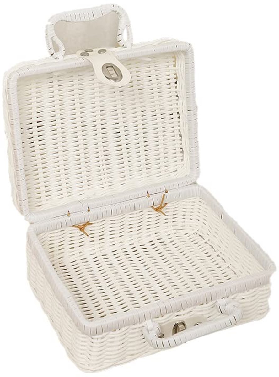 Dailygoods- Picknickmand Geweven - Vintage Design - Kunststof Rotan - Voor 4 Personen - Stevig en Duurzaam - Met Handgrepen en Slot - Picknickkoffer