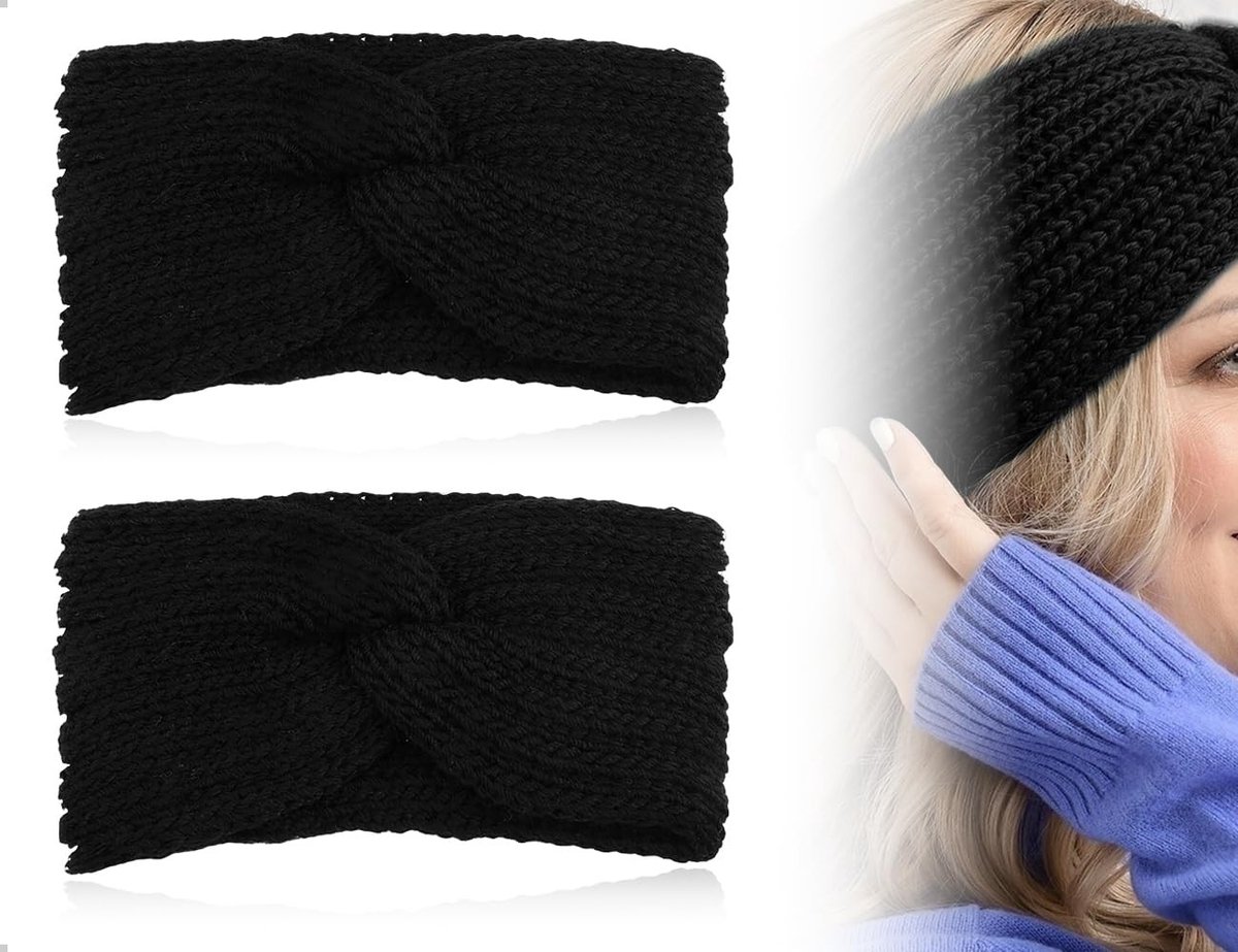 Dailygoods- Hoofdband - 2 Stuks - Gehaakt - Zachte Wol - Warm Ontwerp - Elastisch - Duurzaam Comfort - Haarband