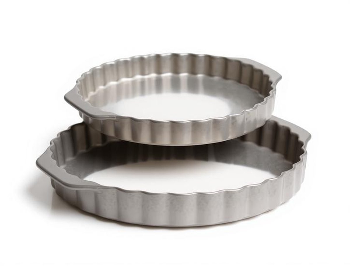 ElleMooi Aardewerk quichevorm 2-delig - taartvorm voor oven - grijs gemêleerd - 250°C bestendig - vaatwasserbestendig