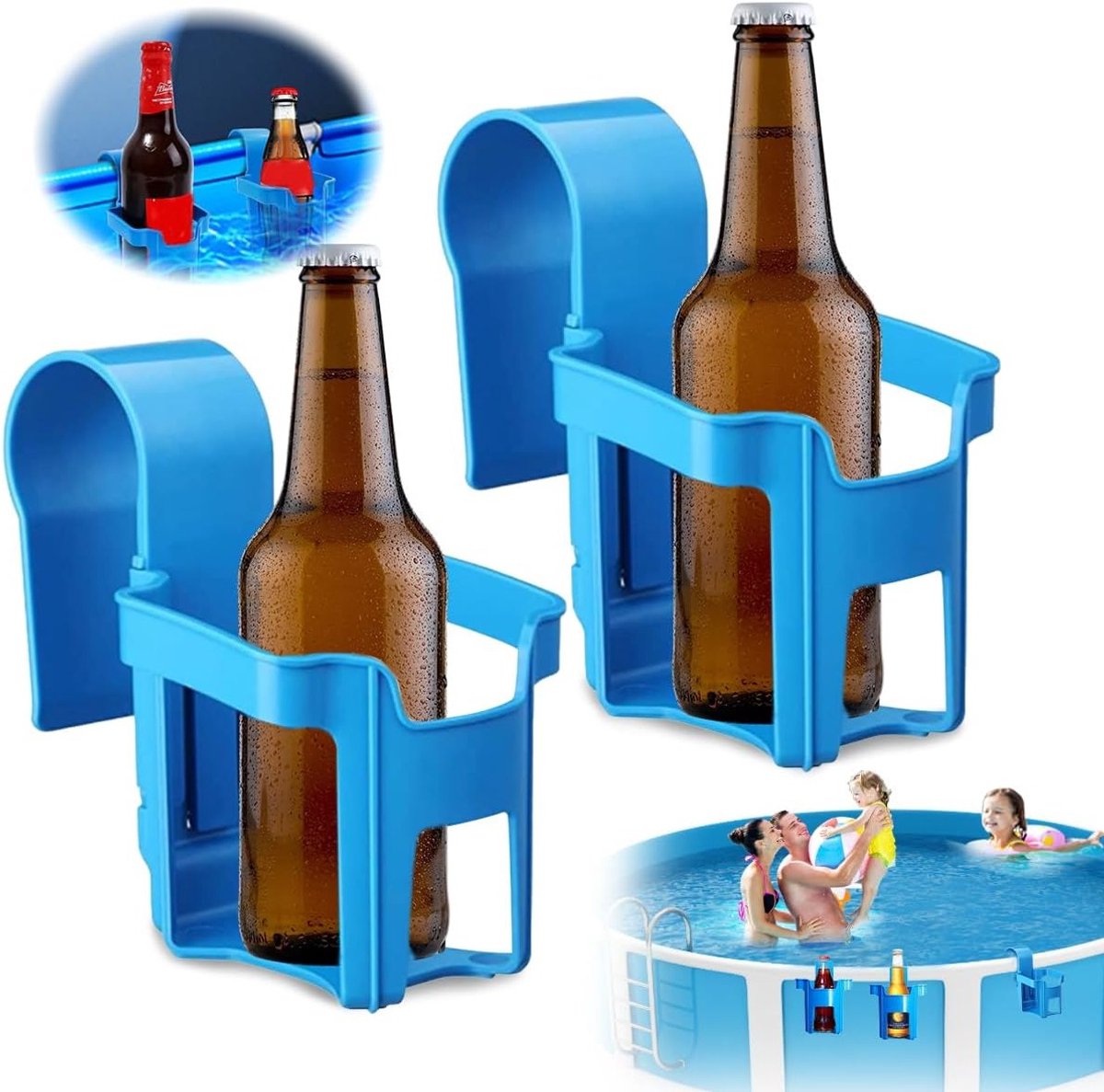 Multifunctionele Drinkhouder voor Zwembadrand - Set van 2, Geschikt voor de meeste Zwembaden, Ideaal voor Drankjes en Snacks