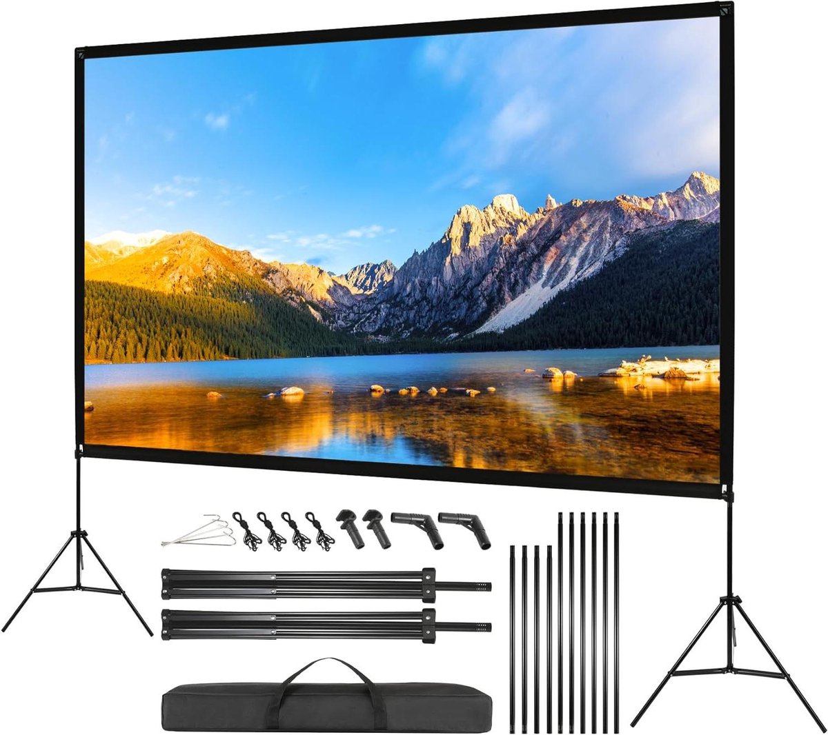 Projectorscherm met Statief - Mobiel Scherm - Thuisbioscoop Creëren - Snelle Installatie - 120 Inch - Wit