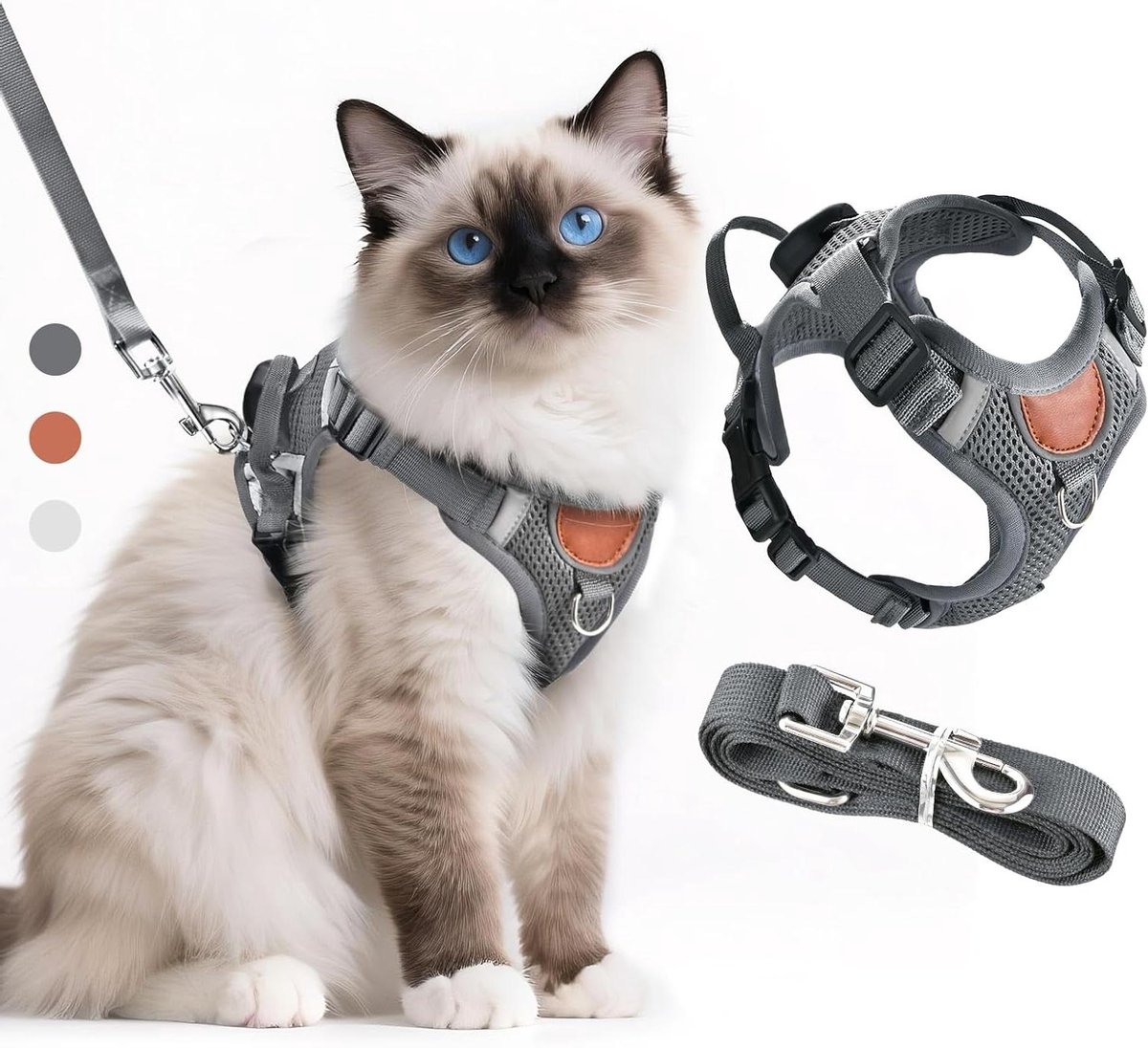 Kattenharnas Ontsnappingsbestendig - Veilig Tuigje - Veilig Verkennen - Gelijkwaardige Drukverdeling - Maat S - Donkergrijs