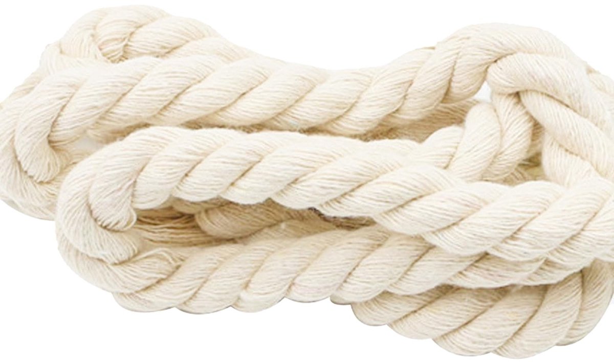 Dailygoods- Katoenen Touw 10 mm Breed - 4 m Lang - Duurzaam Koord - Geschikt voor Doe-Het-Zelf - Creatieve Handgemaakte Projecten - Wit Weefsel