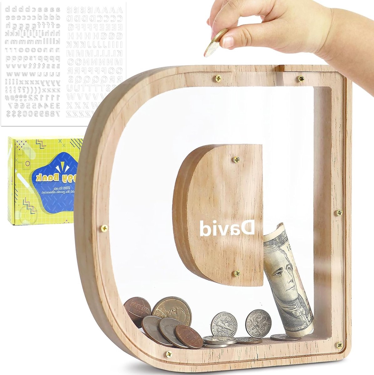 Persoonlijke Houten Spaarpot voor Kinderen, Unieke Verjaardagscadeau en Decoratie, Ideaal als Herinnering en Spaaroplossing