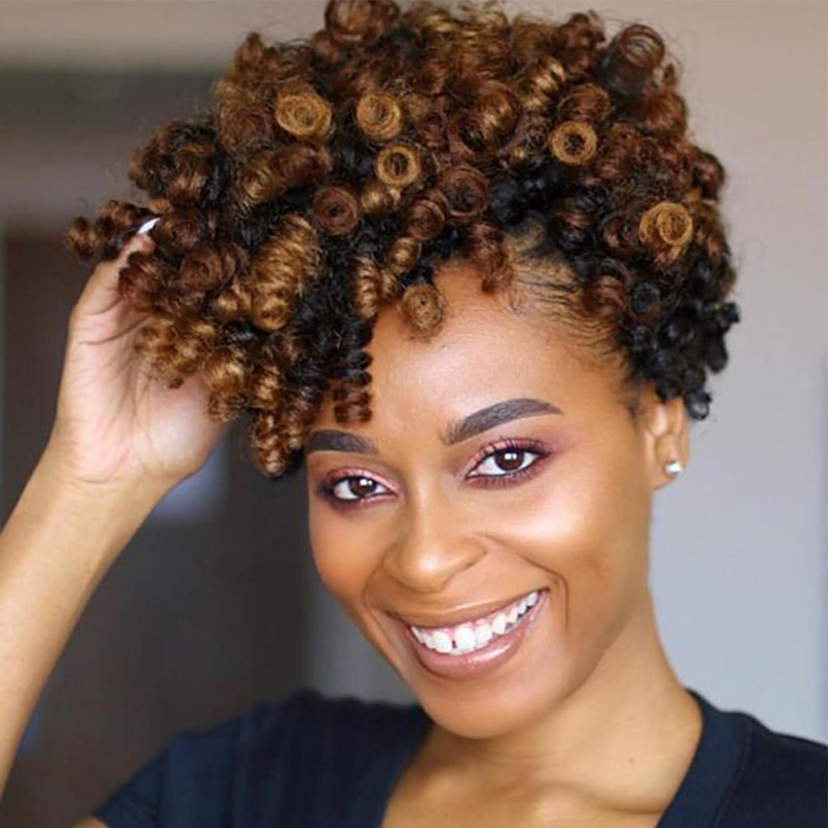 Set van 5 Haakvlecht Haarextensions - Afro Kinky Haar voor Vlechten - Korte Blonde Vlechtjes voor Zwart Vrouwen en Kinderen (6mm, Zwart naar Blond)