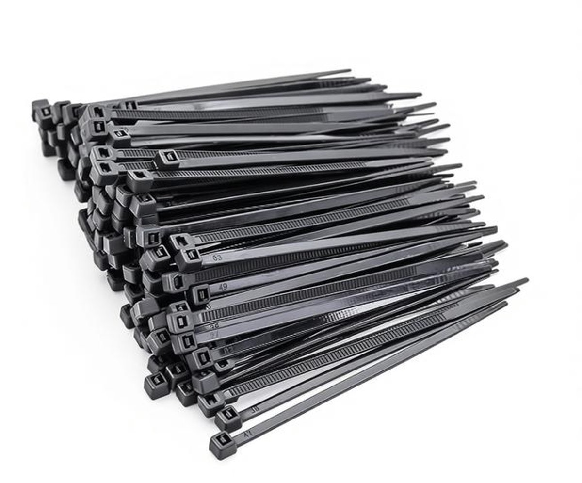 ElleMooi Klemband kunststof 100 x 2,5 mm - Zwart - 200 stuks - Nylon kabelbinders voor kabelbeheer