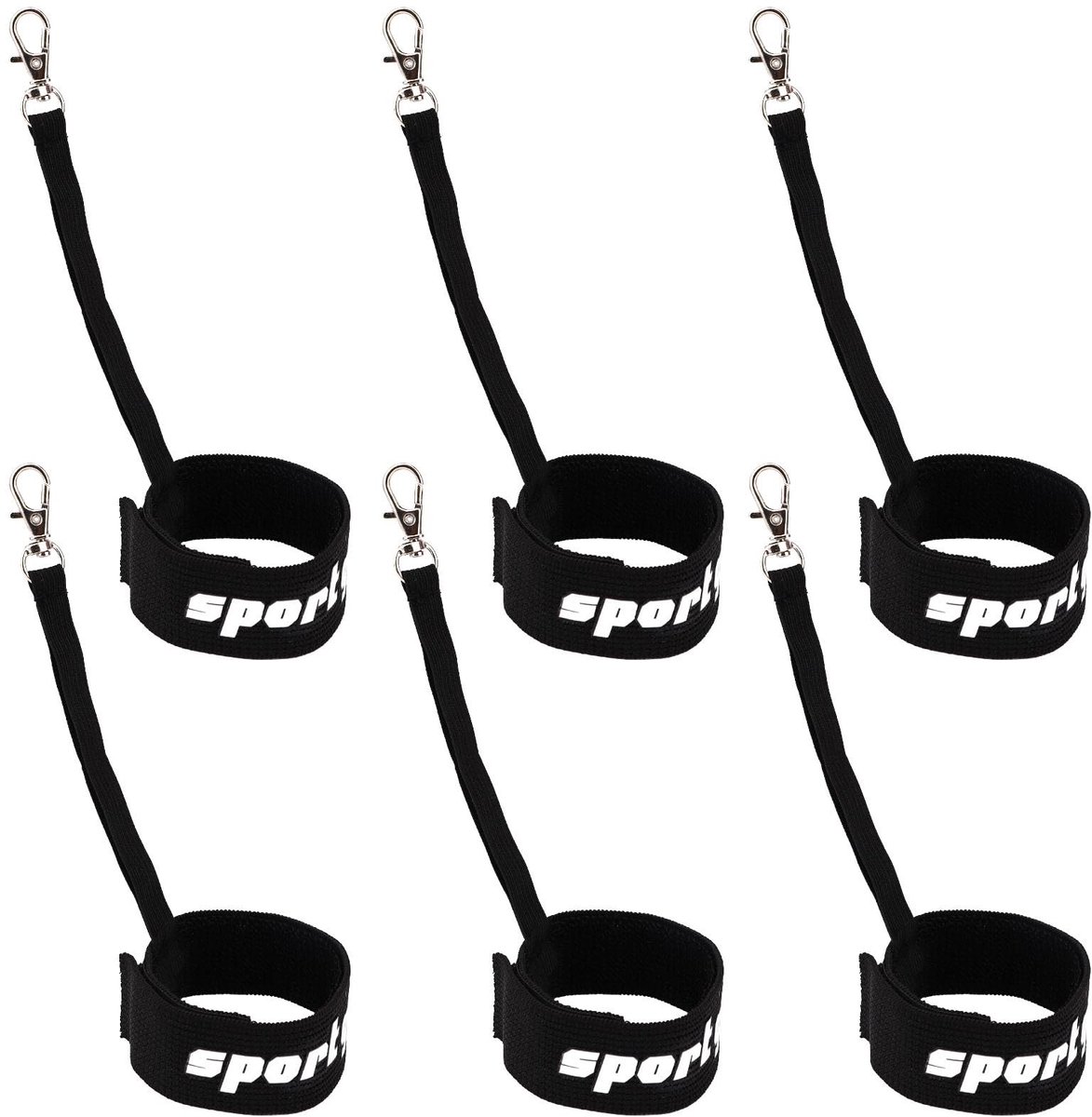 Dailygoods- Skihandschoenriem 6 Stuks - Zwarte Nylon/Metaal - Bergsportski-Accessoires - Ophangen van Handschoenen - Duurzaam en Sterk - Handschoenriem